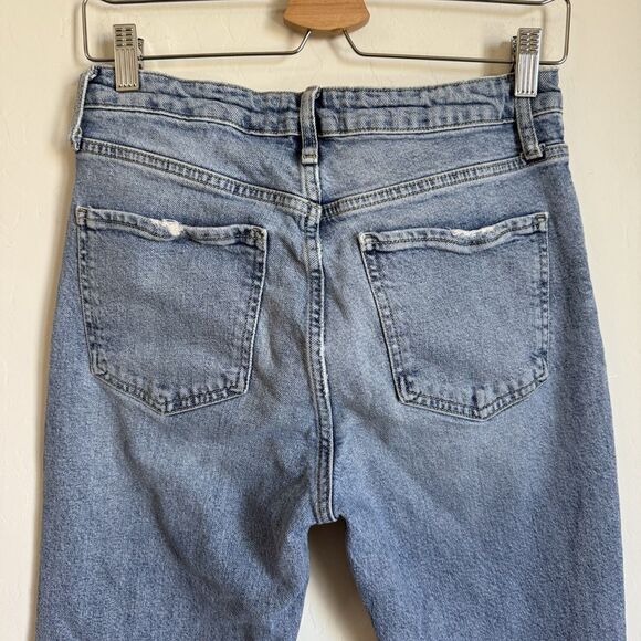 Zara Womens High Rise Slim Straight Raw Hem Ankle Vintage Wash Jeans Size 6 - Picture 10 of 13